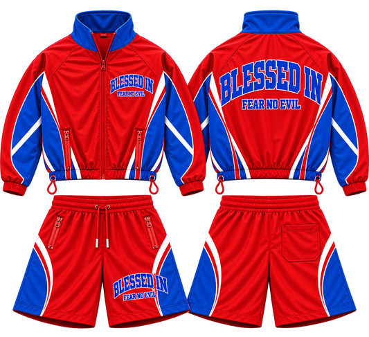 BLESSED IN® 90s Warm-Up Short Set — Pistons